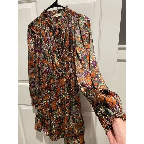 NWOT Suncoo Paris Chama Floral 70’s Inspired Bohemian Lined Swing Dress Size XS - Picture 8 of 16